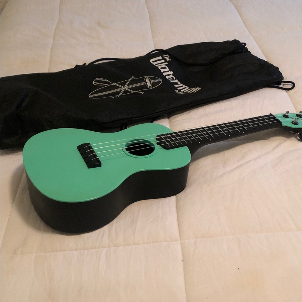 Mint Green Ukulele w black body - The Waterman